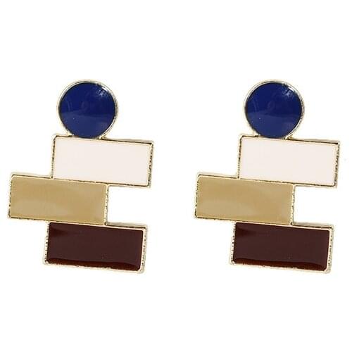 2020 Fall New S925 Silver Needle Anti-allergic French Glaze Retro Contrast Temperament Simple Girl Earring Jewelry Stud Earrings