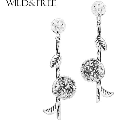 Wild&Free New Design Vintage Flower & Branch Drop Earrings For Women Spring Summer Plant Earrings Jewelry Gift Cheap Wholesale