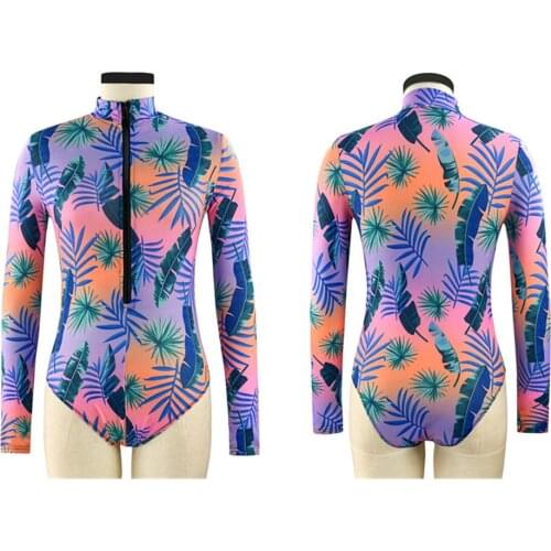 Lady Sexy Nylon Swimsuit Without Bra Long Sleeve shorty One Piece Swimming Wear