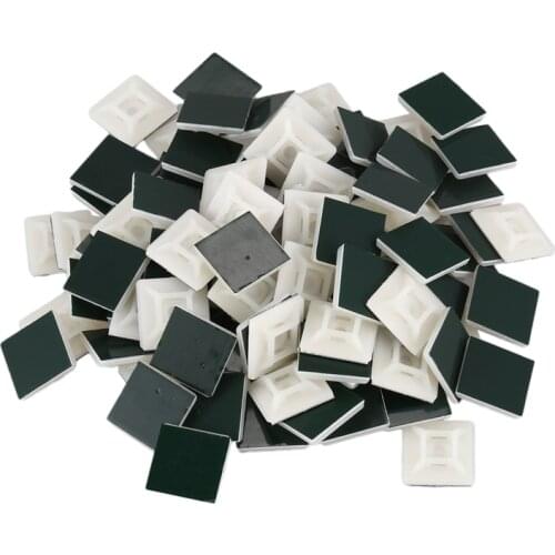 100x 1 Pack Sort Adhesive Cable Wire Lead Tie Square Mounts Clips Wall Holder, 19X19mm[White]