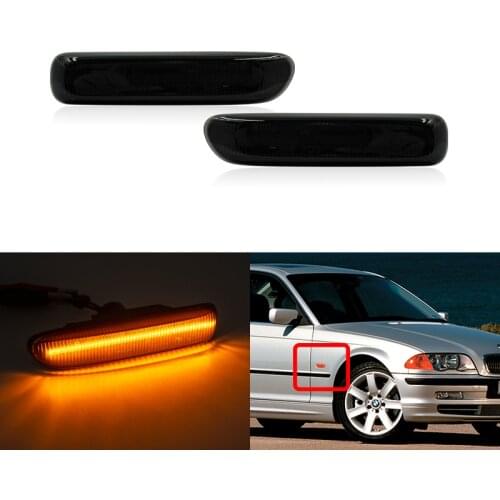 2PCs Smoked Front Led Fender Side Marker Lights Indicators For BMW E46 Pre-LCI 2D Coupe Convertible 99-03 4D 5D 98-01