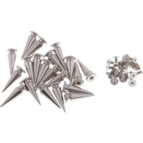 20 Set Metal Cone Spike Studs Rivet -Bag Belt Clothes Leather Craft