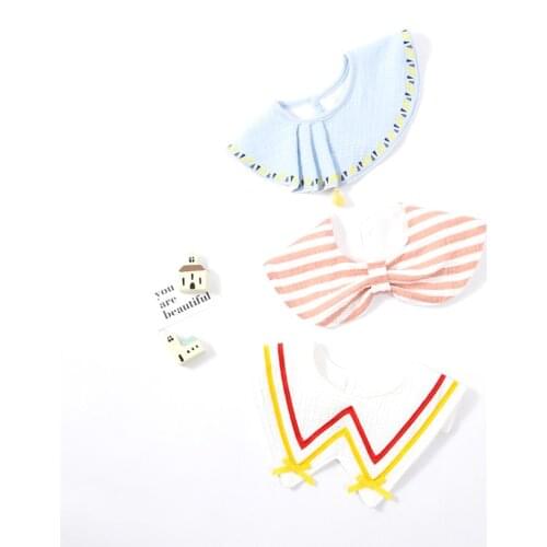 3Pcs Set INS Infant Baby Bib Cotton Towel Kids Princess Fake Collar Burp Cloths Child Shawl Embroidery Newborn Gift