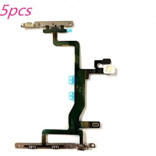 5pcs Power Flex Cable for iPhone 8 7 Plus X XS max XR 6S On Off Switch Volume control with Metal Bracket LED Flash