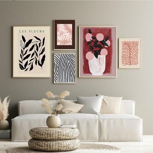 Retro Abstract Canvas Painting,French Style Vintage Wall Pictures,Les Fleurs Poster,Black Fashion Home Decor,Colourful Prints