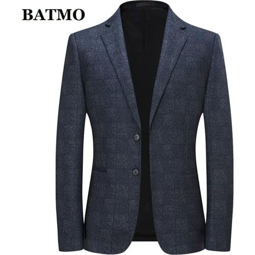 BATMO 2021 new arrival autumn high quality plaid blazer men,male jackets,plus-size M-XXXL 3335