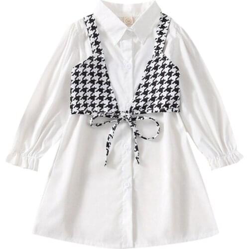 1-6T Infant Kids Baby Girls 2Pcs Clothes Set Long Sleeve Shirt Dress Vest Coat Spring Autumn Outfits