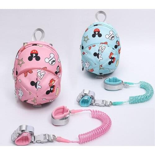 Disney Mickey Childrens Anti-lost Traction Rope 2-in-1 Schoolbag Kindergarten Mini Cute Schoolbag Children Outing Travel Bag