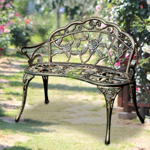 Beautiful Park Chair Outdoor Bench Leisure Bench Anti-corrosion Iron Chair Seat Back Garden Outdoor Balcony Double Chair
