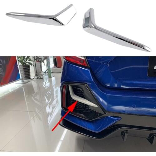 Chrome Car Rear Tail Foglight Lamp Decoration Strips Cover Trims Fit For Honda Civic Hatchback 2020 2021 Accessories 2PCS