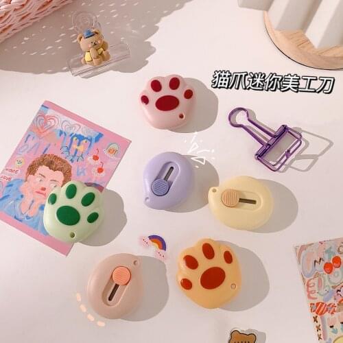 Kawaii Small Cat Claw Shape Art Knife Express Knife Office Paper Cutter Student Portable Handmade Knives