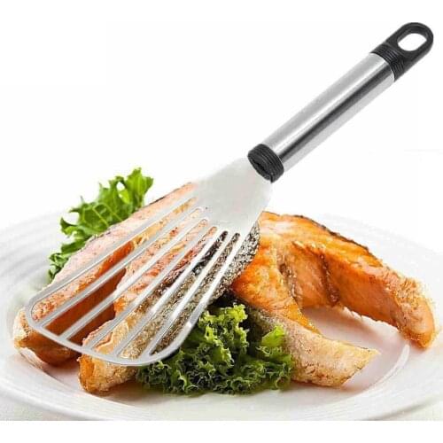 Kitchen Tool Useful Stainless Steel Flat Fish Slice Frying Spatula Leaky Shovel