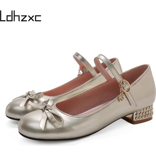 LDHZXC Spring Autumn Low Heel Vintage Lolita Shoes Women Platform Shoes Mary Jane Buckle Strap School Shoes for Girls