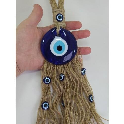 Macrame Evil Eye 7 cm Glass Bead Pendant Charm Turkish Handmade Amulet Wall Hanging Talisman Boho Home Decor Made in Turkey