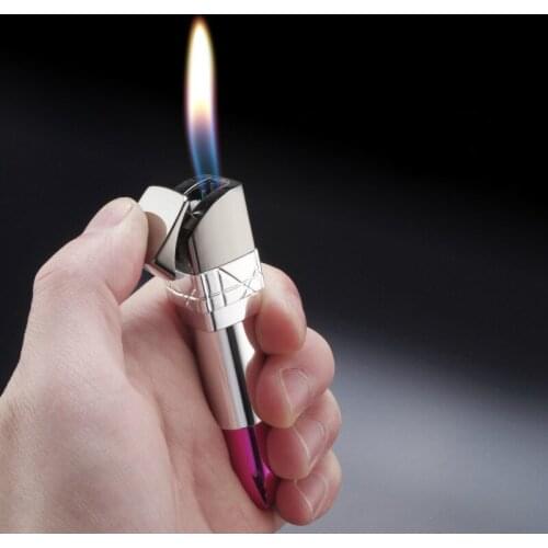 Mini Creative Lighter Lipstick Shaped Refillable Butane Gas Lighter Cigarette Lighters For Women Nice Gift