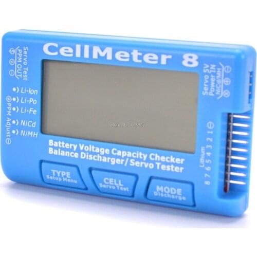 CellMeter 8 Multifunctional Digital Power Servo Tester 2S-8S with discharge & backlight function For RC Airplane Spare Parts