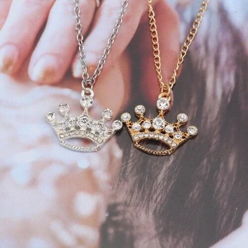 Fashion Cute Crown Rhinestone Pendants Necklace For Women Girls Gold Harajuku Necklaces Jewelry Gifts Choker