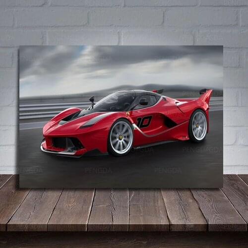 Modular HD Print Red Sports Car Road Canvas Painting Home Decoration Wall Art Black Scenery Poster Living Room No Frame Pictures