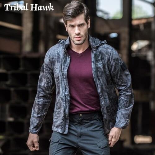 Summer Camo Jacket Men Tactical Military Camouflage SWAT Jackets Male Hunt Combat Waterproof Quick Dry Skin Hooded Raincoat