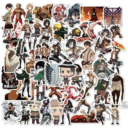 50PCS Anime Attack on Titan Stickers DIY Car Bike Travel Luggage Phone Guitar Laptop Waterproof Cartoon Graffiti Sticker Decals