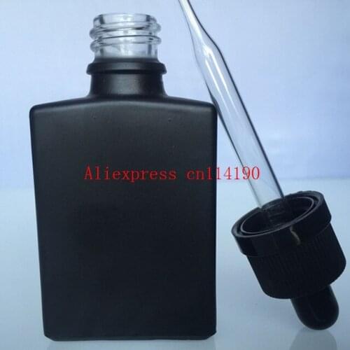 Brand new 200pcs/lot 30ml black matte rectangular glass e liquid bottle square glass dropper bottle