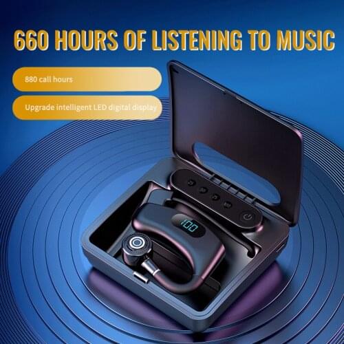 New Bluetooth-compatible Wireless Earphones Single-Ear, Hands Free Business Headset 24 Hours Playing Time for Business/Driving