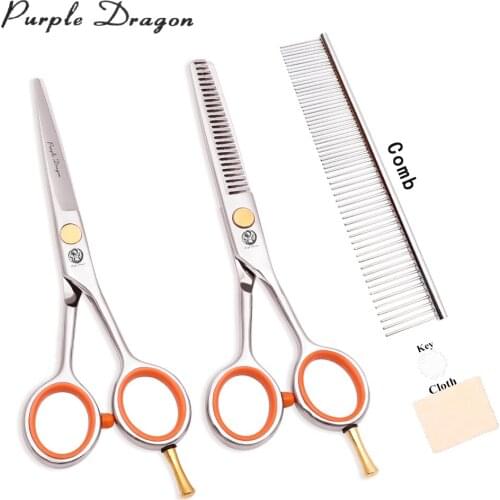 Puppy Shears 4" 5" 5.5" Purple Dragon Pet Grooming Kit Straight Scissors Thinning Shears Pet Claw Shears Grooming Scissors Z1017