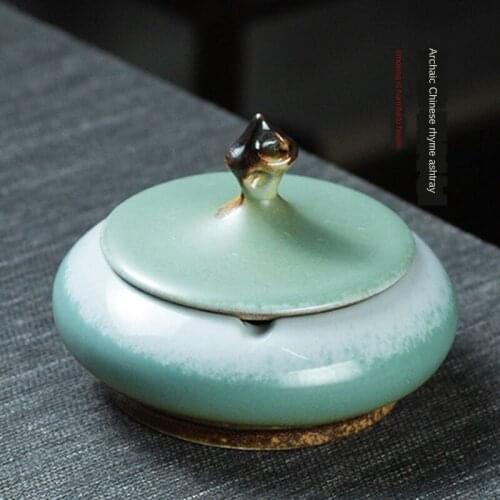 Ashtray with Lid Creative Kiln Baked Personal Household Office Hotel Windproof Ceramic Ashtray Gifts for Boyfriend Smoke Tray