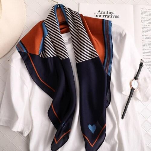 2021 women scarf spring autumn lady Sunscreen shawl womens quality 70cm Square Fashion silk scarves beach printed headscarf