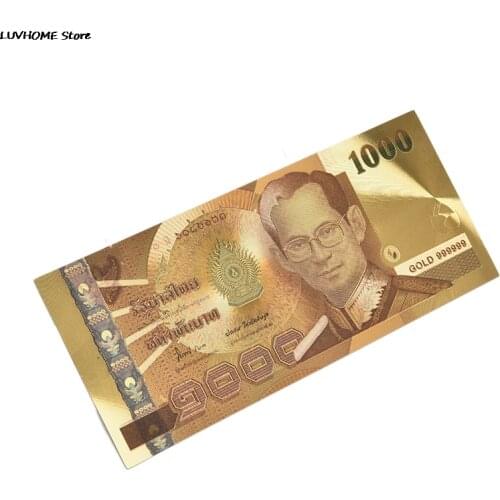 Gold plated banknote gift 1000 Baht Normal gold foil leaf plated coin collection and present
