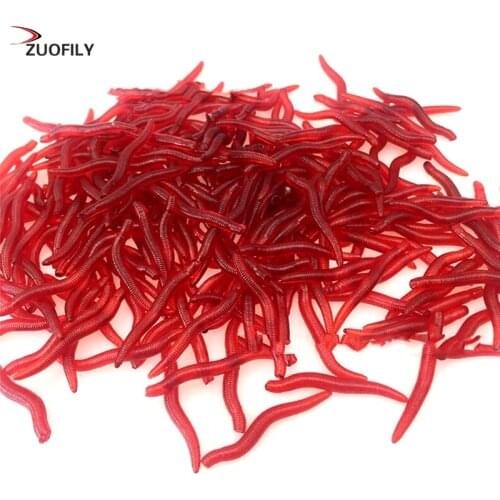 50pcs Soft Lure Fishing Simulation Earthworm Red Worms Artificial Fishing Lure Tackle Lifelike Fishy Smell Lures