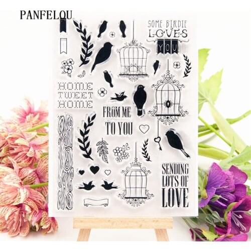 PANFELOU Cage leaves Transparent Silicone Rubber Clear Stamps cartoon for Scrapbooking/DIY Easter wedding New year album