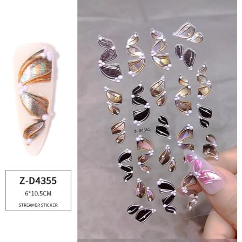 5D Relief Ribbon Nail Stickers for Art Decoration Fashion Ballet Shoes Performance Design Multicolor Nail Accessories Manicure