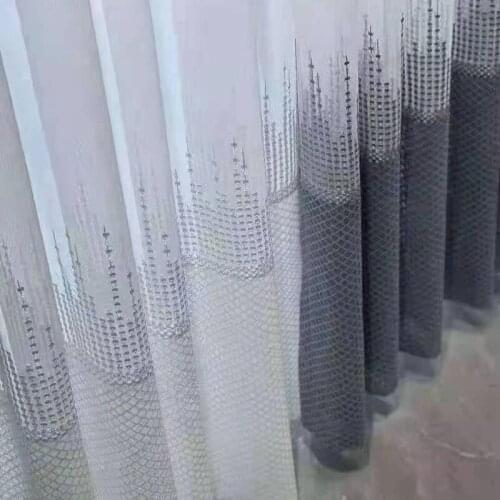 Modern Embroidered Tulle Curtains For Living Room Luxury Skyscrapers White Grey Sheer Voile for Kitchen Drapes Decor