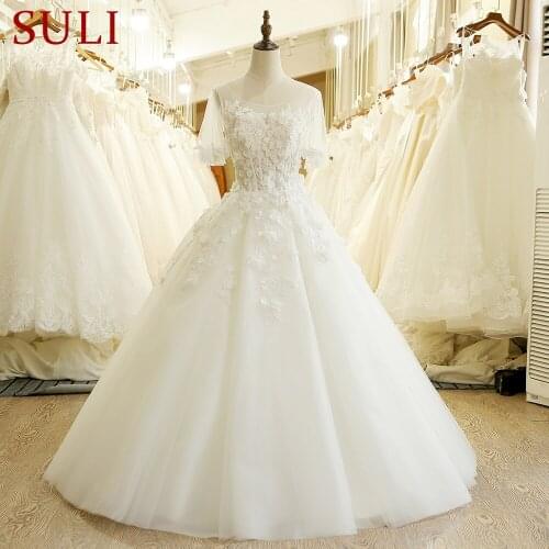 SL-205 High Quality A-Line Short Sleeve Wedding Dress China 2017