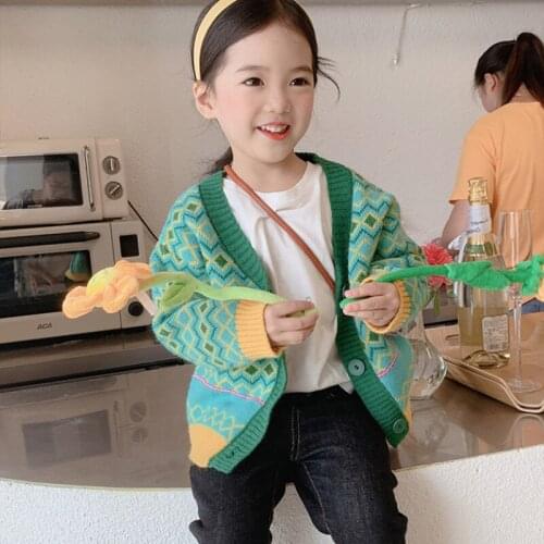 Girls Sweater Babys Coat Outwear 2021 Sweet Thicken Warm Winter Autumn Knitting Cardigan Christmas Gift Childrens Clothing