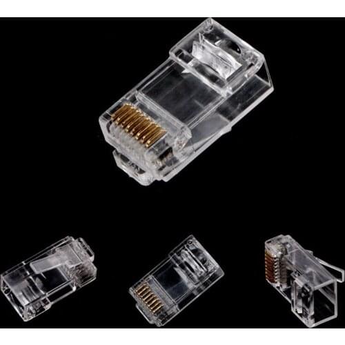 TCAM Ethernet Cables 100Pcs RJ45 CAT6 8-Pin Modular Plugs UTP Unshielded Version With Loading Bar