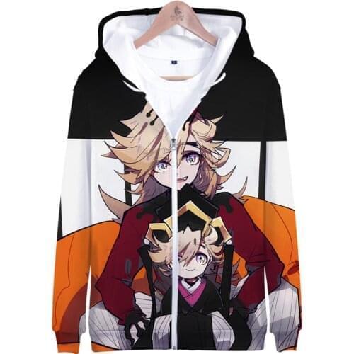 New Demon Slayer Anime zipper Hoodies Men/Women 3D Cartoon Pattern Hoodie Streetwear boys Tracksuit Zipper Outwear Hip hop