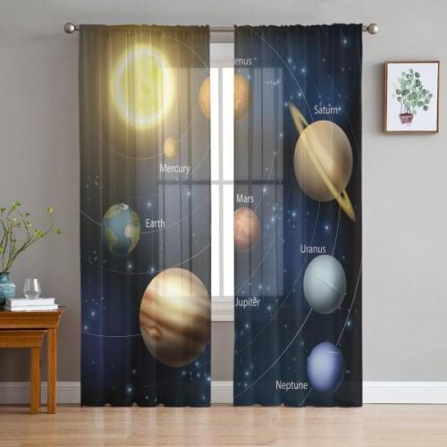 Starry Night Tulle Curtains for Living Room Bedroom Decor Chiffon Sheer Voile Kitchen Window Curtain