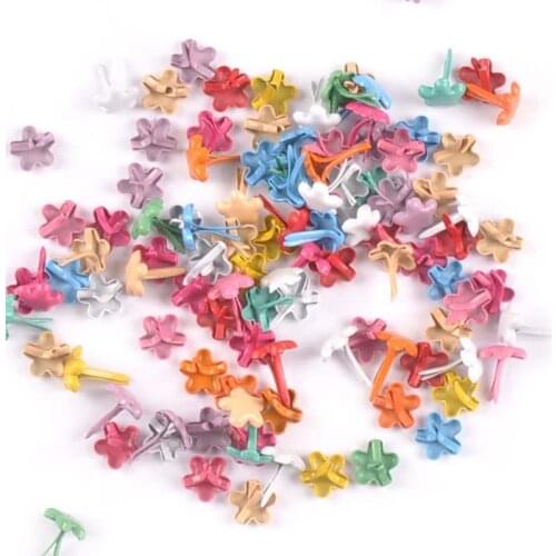 7x10mm Mini Multicolor Flower Brad Embellishments For Scrapbooking Fastener Brads Metal Crafts Paper Decor Accessories c2163