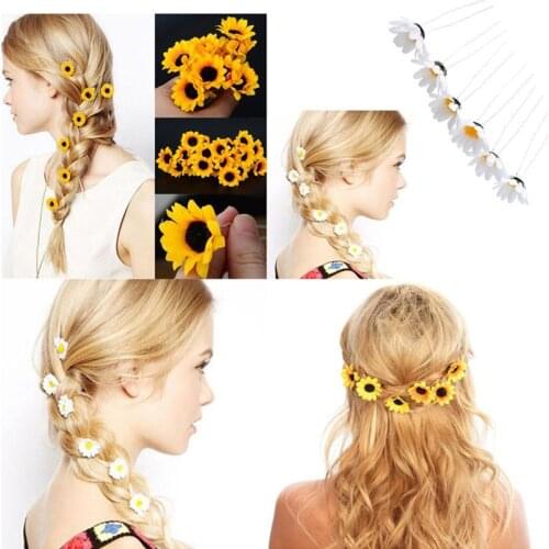 1Pcs Boho Summer Sunflower Daisy Hairpin Cuff Clip Headband Hair Pin Accessories Womens Wedding Jewelry