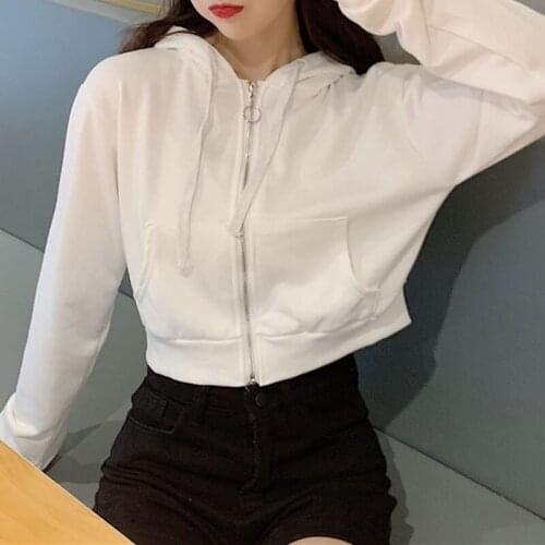 Zipper Hip Hop Fashion Hoodies Sweatshirts for Women Vintage Style Streetwear Crop Clothes Long Sleeve Pullover Ladies Plus Size