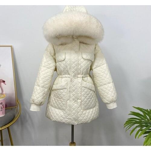 2021 Winter Down Coat Women 90% White Duck Down Jacket Real Natural Fox Fur Hooded Warm Thick Puffer Feather Coat Snow Outwear