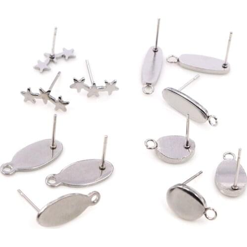 20pcs/Lot 316L Stainless Steel Geometric Polygonal Earring Stud Earring Posts Connector For DIY Earring Jewelry Making Supplies