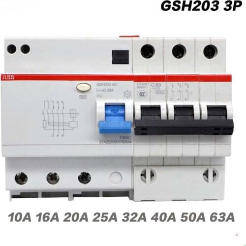 ABB Electric GSH203 3P AC-C 40A 63A 30MA Mini AIR Leakage circuit breaker protection switch Residual current operation device