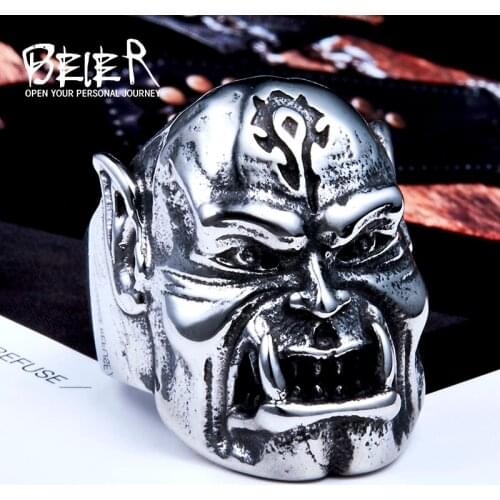 Beier 316L Stainless Steel ring World of Warcraft skull Rings For Men Gothic Style Biker Jewelry LLBR8-359R