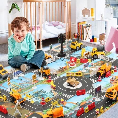 Babies Playing Educational MatBaby Play Mats Road Carpet for Kids Cartoon Traffic Rug Little Boys and Girls Indoor Toys Playmat