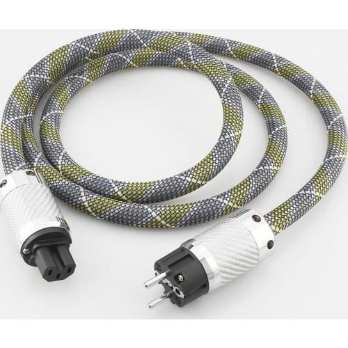 DW24+P111 High quality Silver Plated AC power cable with Carbon fiber Rhodium plated AC US power plug hifi power cable