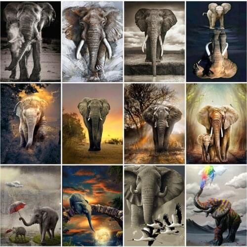 EverShine 5D DIY Diamond Mosaic Full Square Elephant Picture Rhinestones Diamond Painting Animal Bead Embroidery Cross Stitch