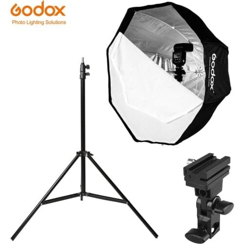 Godox 31.5in 80cm Octagon Umbrella Softbox 200cm Light stand Umbrella Hot Shoe Bracket Kit for Speedlite Flash